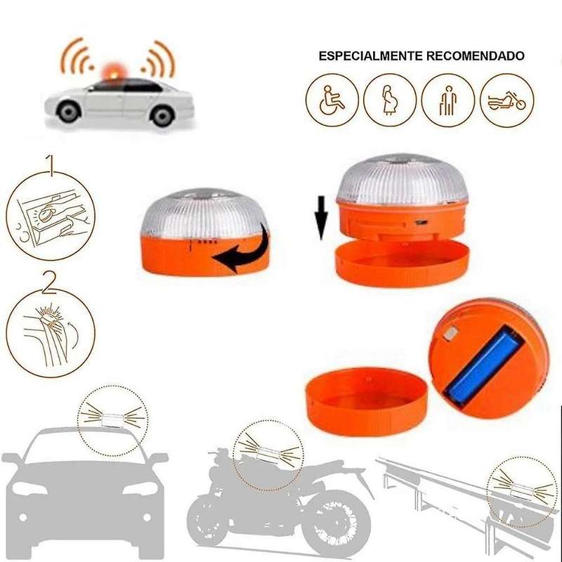 2PCS Car Emergency Light USB Rechargable Emergency Beacon Light LED Road Flashing Warning Light for