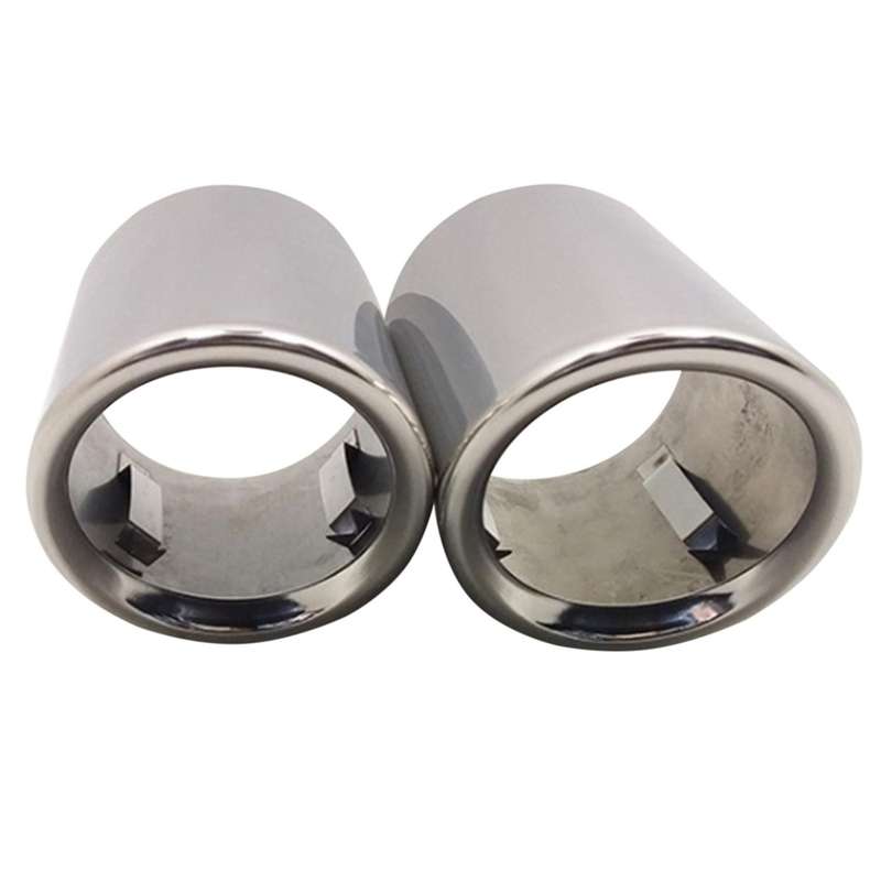 2Pcs Car Exhaust Tip Tail Pipe, for A4 Exhaust Pipe Muffler Pipe Tail Throat Rolled Edge Tip Glossy
