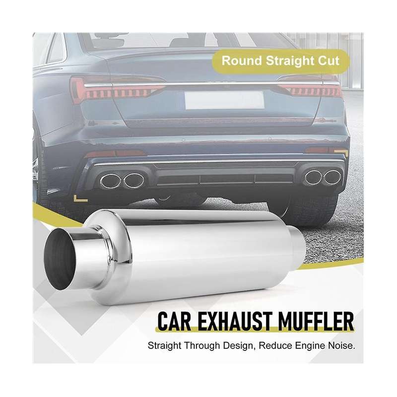 2PCS Car Exhaust Muffler 2.5 Inch Inlet Stainless Steel Universal Resonator 12 Inch Long Performanc