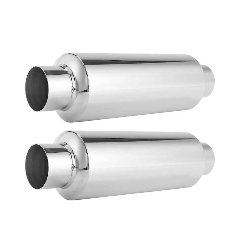 2PCS Car Exhaust Muffler 2.5 Inch Inlet Stainless Steel Universal Resonator 12 Inch Long Performanc