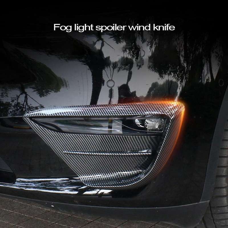 2Pcs Car Front Blade Trim Light Eyebrow Wind Knife Bumper Cover Sticker Fit for Model Y Bright Black