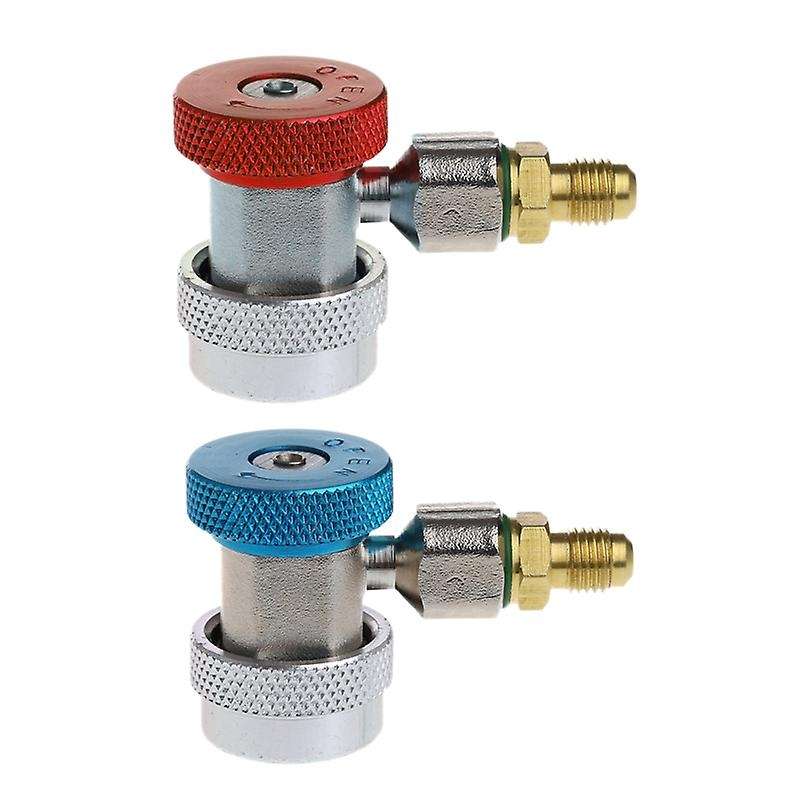 2Pcs Car Freon R134A Quick Coupler Adapters Air Conditioning Refrigerant Adjustable A/C Manifold Ga