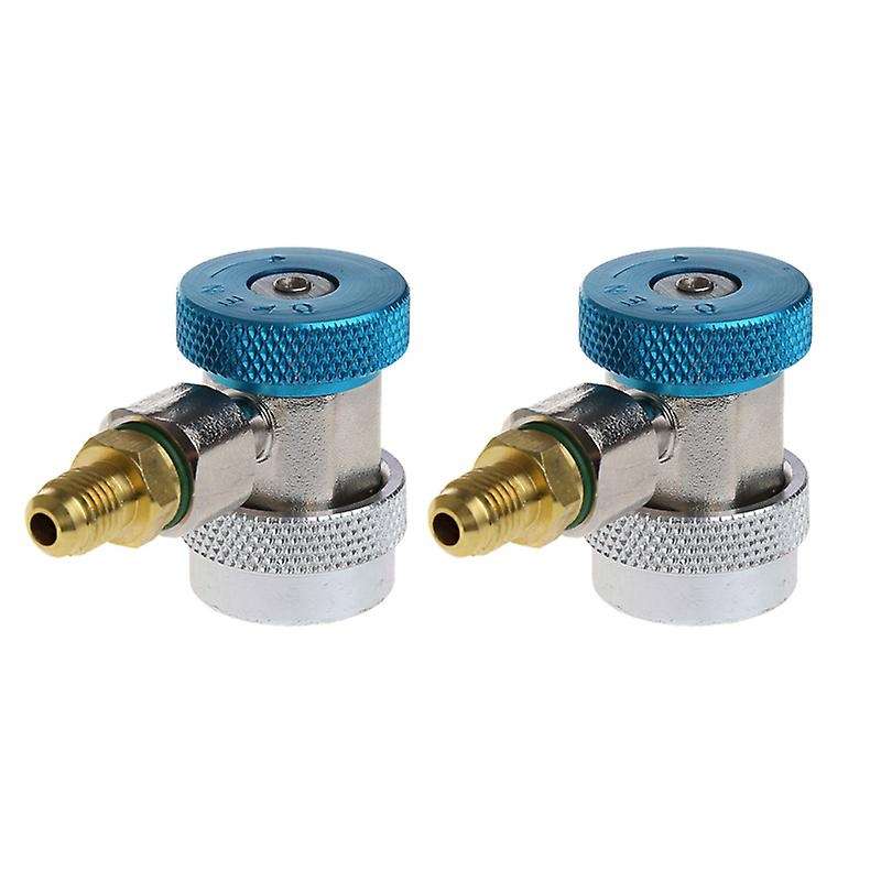 2Pcs Car Freon R134A Quick Coupler Adapters Air Conditioning Refrigerant Adjustable A/C Manifold Ga