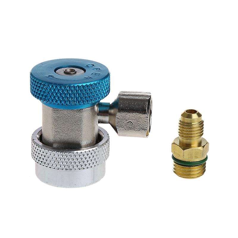 2Pcs Car Freon R134A Quick Coupler Adapters Air Conditioning Refrigerant Adjustable A/C Manifold Ga