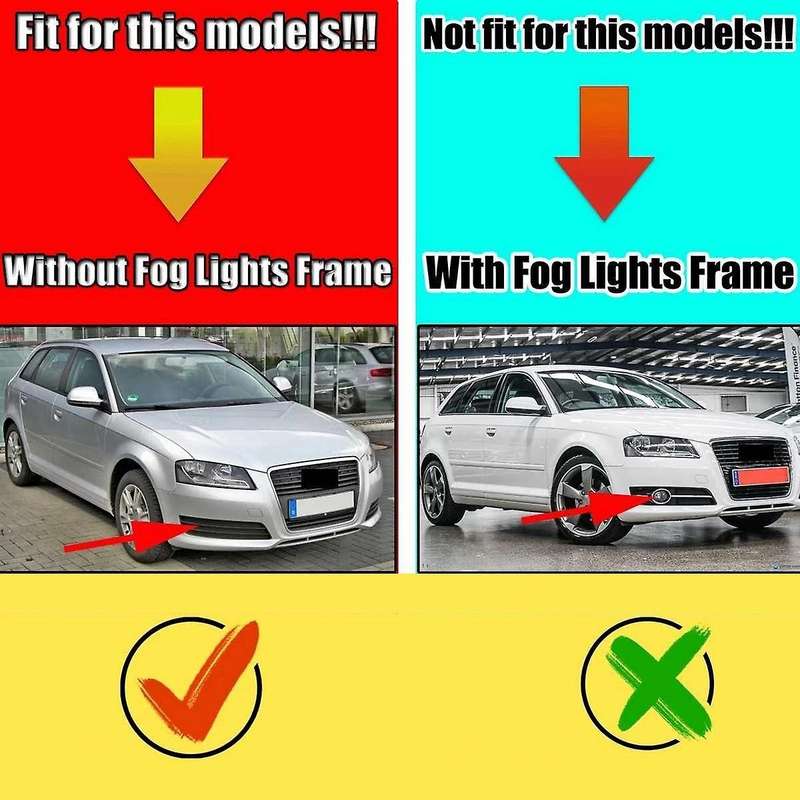 2pcs Car Front Bumper Fog Light Mesh Grille for A3 8p 2009-2013 8p0807682d Fog Lamp Honeycomb Grille