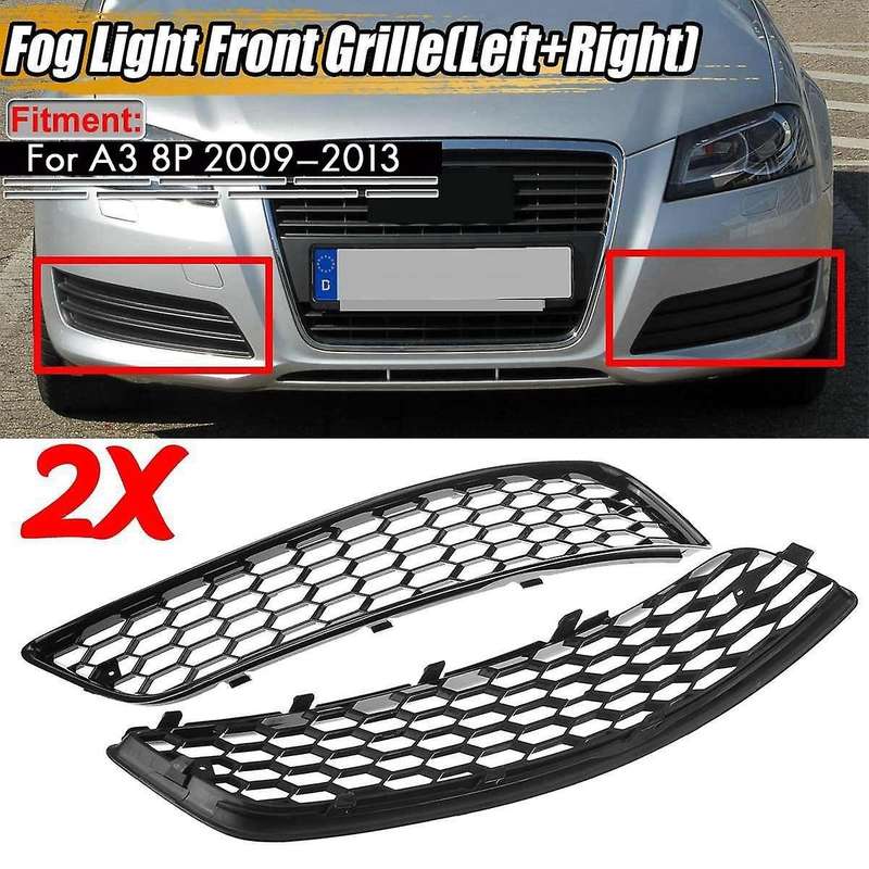 2pcs Car Front Bumper Fog Light Mesh Grille for A3 8p 2009-2013 8p0807682d Fog Lamp Honeycomb Grille