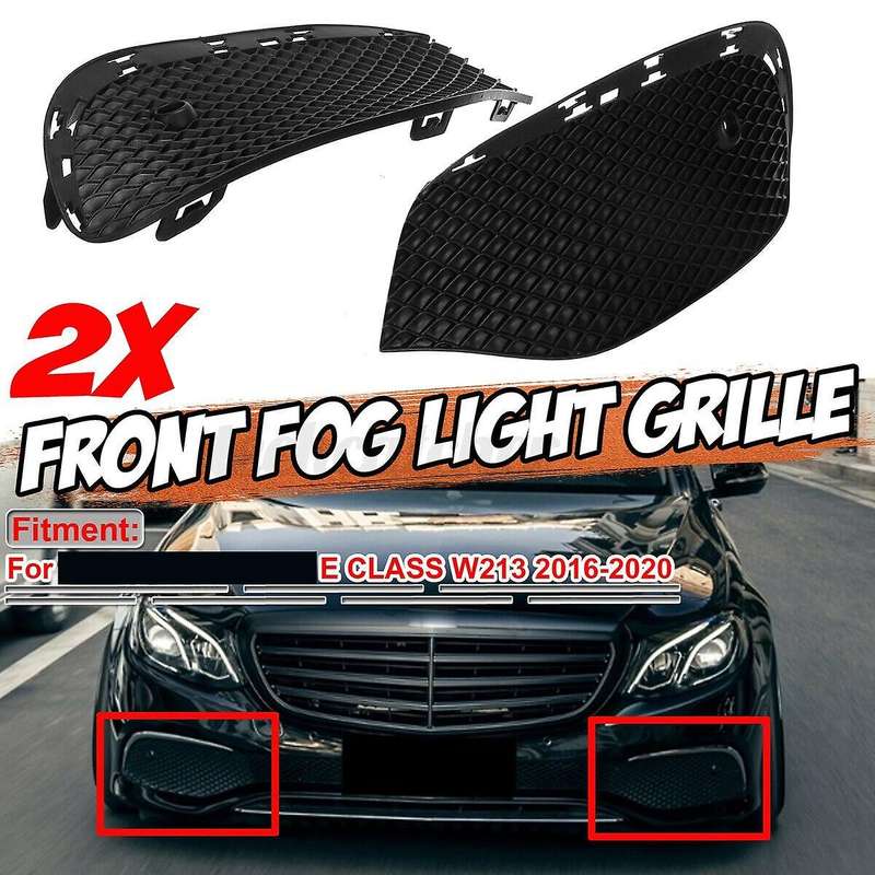 2PCS Car Front Bumper Fog Light Grille Grill Cover for E Class W213 2016-2020 2138850822 2138851122