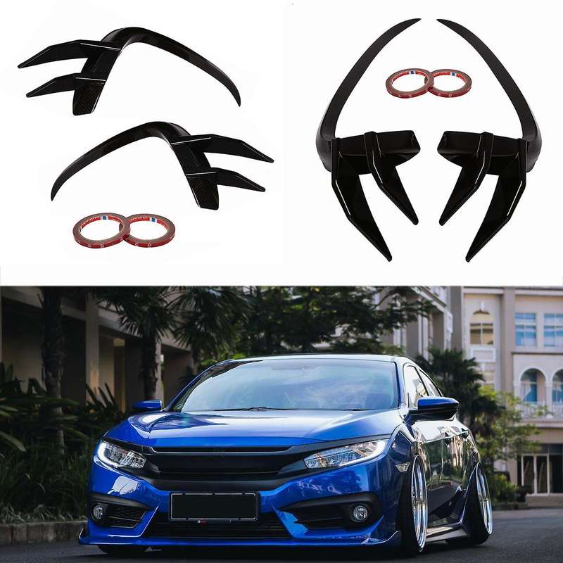 2Pcs Car Front Bumper Splitters Side Wind Knife Fog Lamp Eyebrow for 10Th 2016-2018 B