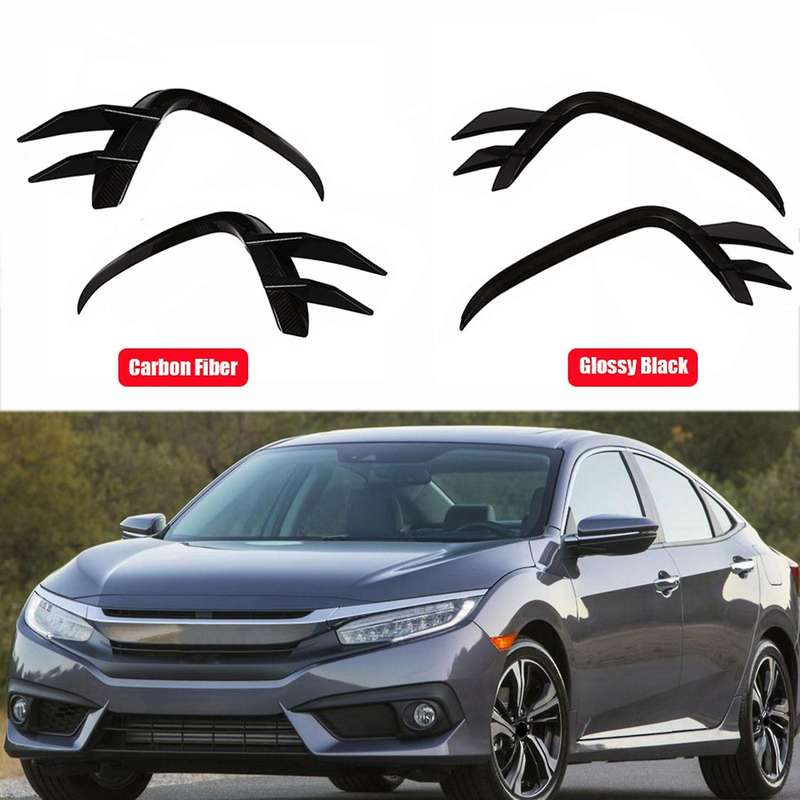 2Pcs Car Front Bumper Splitters Side Wind Knife Fog Lamp Eyebrow for 10Th 2016-2018 B