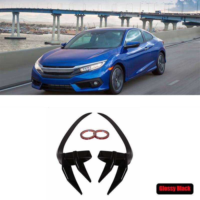2Pcs Car Front Bumper Splitters Side Wind Knife Fog Lamp Eyebrow for 10Th 2016-2018 B
