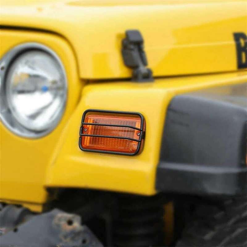 2Pcs Car Front Bumper Side Marker Wheel Eyebrow Turn Signal Light Guard Cover Decor Fit for TJ 1997-