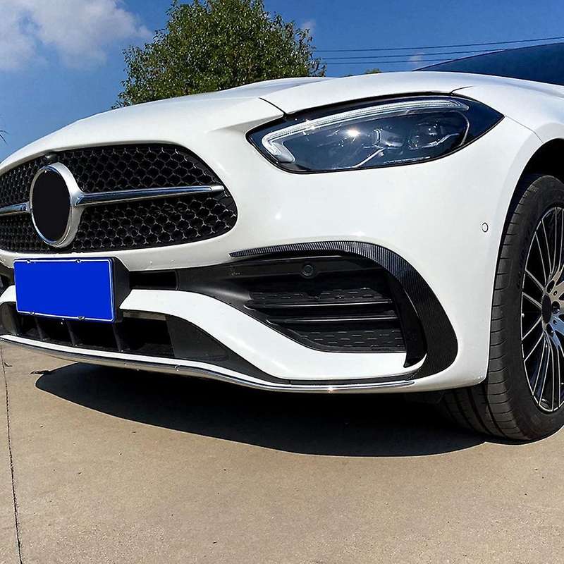 2Pcs Car Front Bumper Spoiler Splitter Cover for C-Class W206 C260 2022 Carbon Fiber ABS