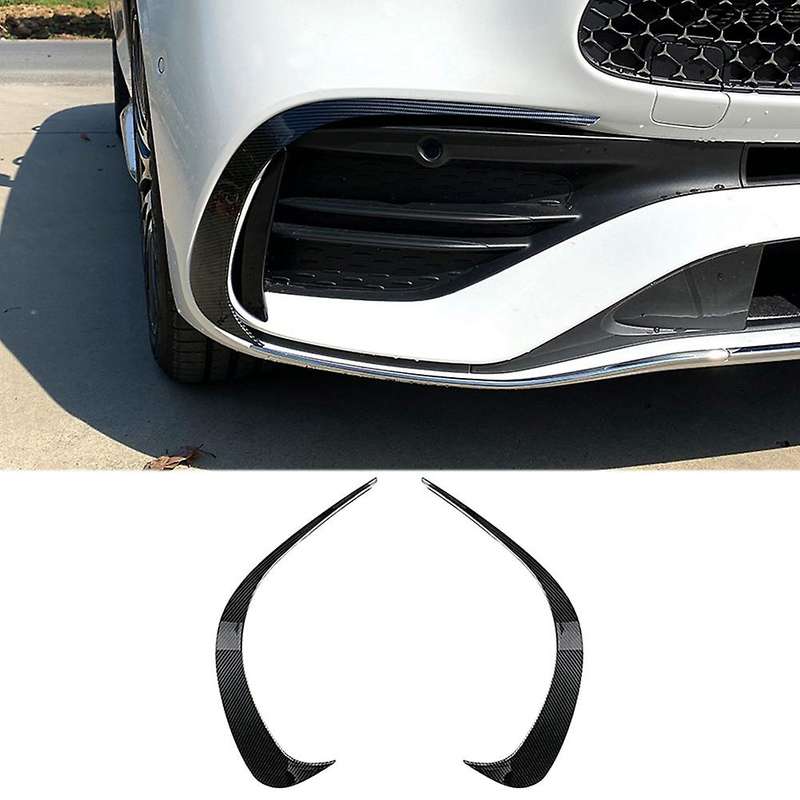 2Pcs Car Front Bumper Spoiler Splitter Cover for C-Class W206 C260 2022 Carbon Fiber ABS