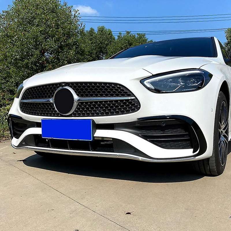 2Pcs Car Front Bumper Spoiler Splitter Cover for C-Class W206 C260 2022 Bright Black ABS