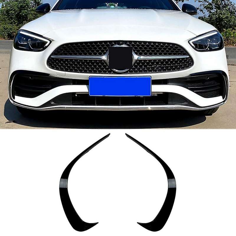 2Pcs Car Front Bumper Spoiler Splitter Cover for C-Class W206 C260 2022 Bright Black ABS