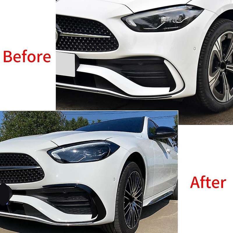 2Pcs Car Front Bumper Spoiler Splitter Cover for C-Class W206 C260 2022 Bright Black ABS