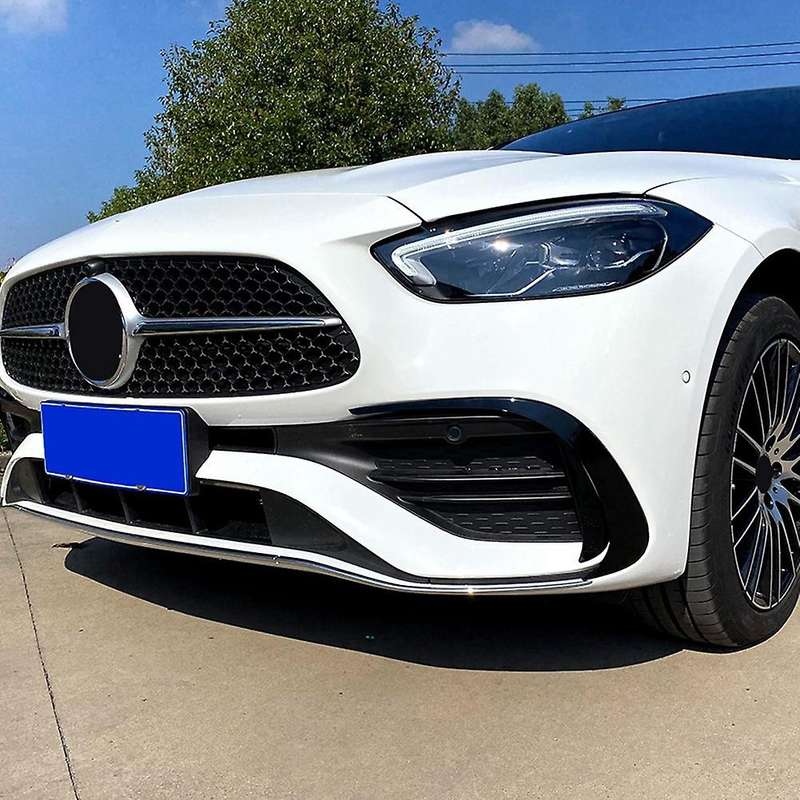 2Pcs Car Front Bumper Spoiler Splitter Cover for C-Class W206 C260 2022 Bright Black ABS