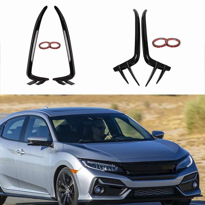 2Pcs Car Front Bumper Splitters Side Wind Knife Fog Lamp Eyebrow for 10Th 2019-2020,Carbon fiber pat
