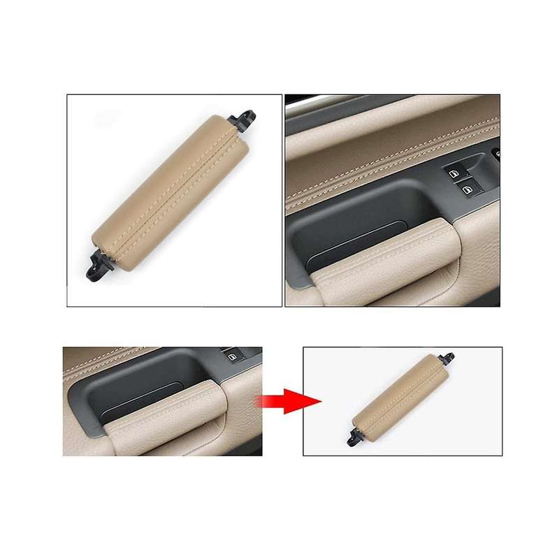 2pcs Car Front Door Handle Pull Trim Pu Leather 7l6867161 for 2003-2010 Side Door Handle Inner Lhd R