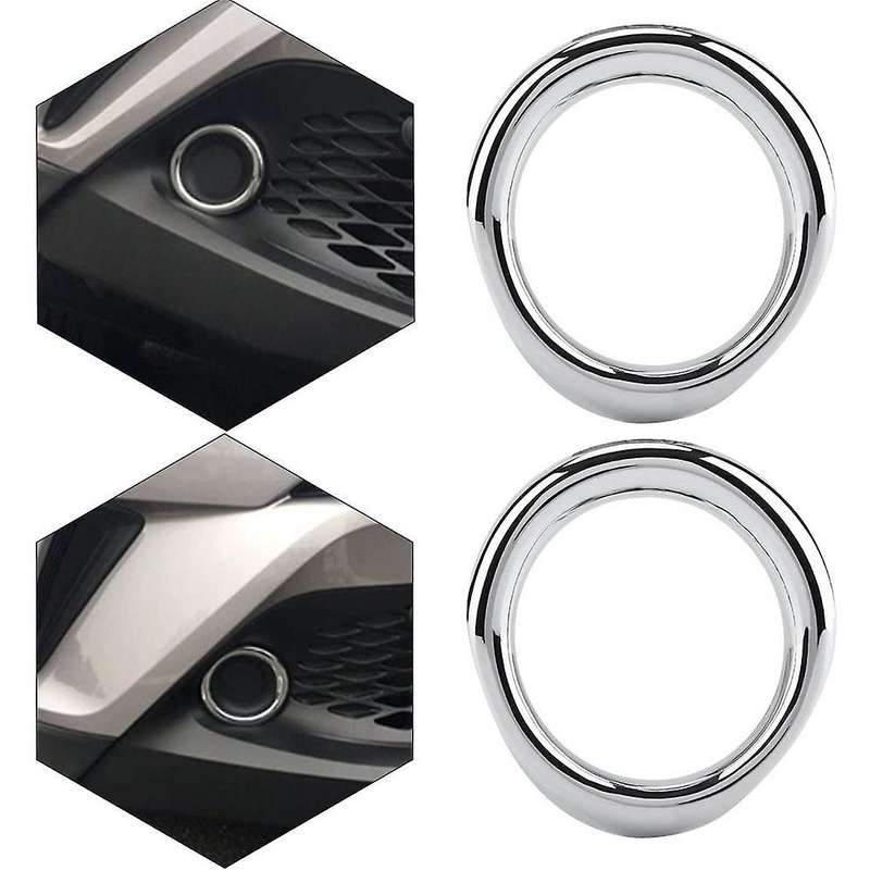 2Pcs Car Front Fog Lamp Light Cover Decoration Ring Trim for C- 2016-2020 LHD Accessories, Silver