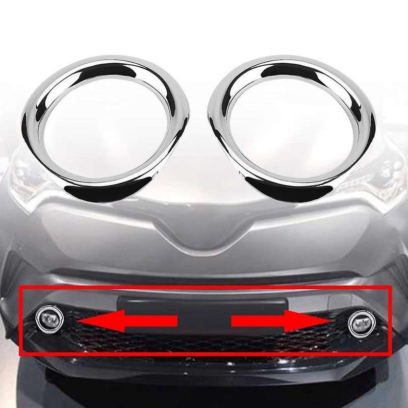 2Pcs Car Front Fog Lamp Light Cover Decoration Ring Trim for C- 2016-2020 LHD Accessories, Silver