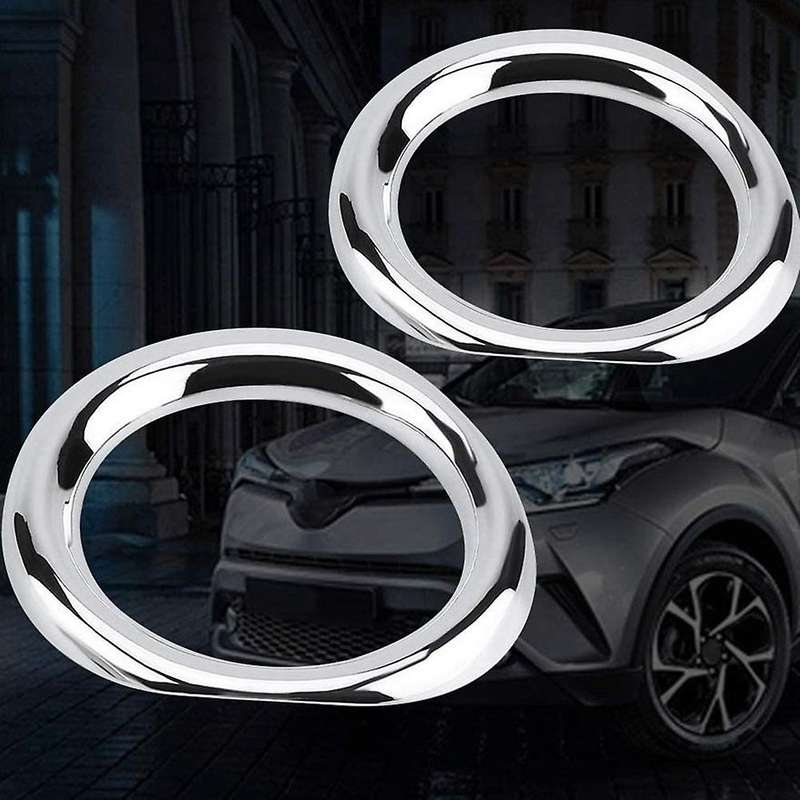 2Pcs Car Front Fog Lamp Light Cover Decoration Ring Trim for C- 2016-2020 LHD Accessories, Silver
