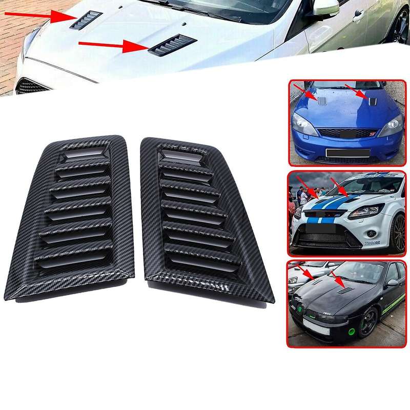 2Pcs Car Front Engine Hood Bonnet Vents Louver Hood Air Outlet Universal for Focus MK2 ST for