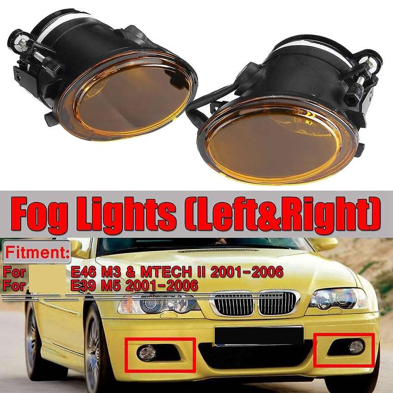 2PCS Car Front Fog Lights Fog Lamp Yellow Replacement for- E46 M3 II E39 M5 2001-2006 63177894017 63