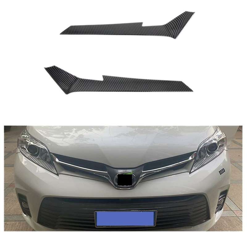 2Pcs Car Front Grill Grille Cover Decorative Trim Strips Mouldings Fit for Sienna 2019-2020