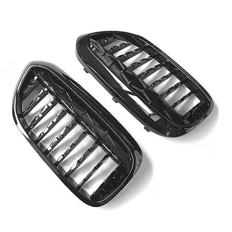2Pcs Car Front Hood Kidney Grille Grill Mesh Gypsophila Black Racing Grills for G30 G38 525I 528I 53