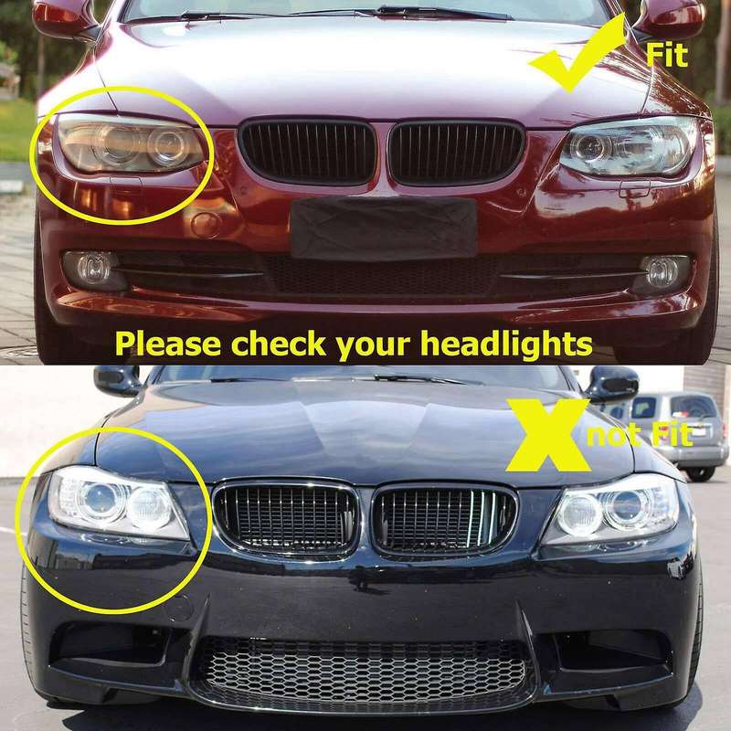 2PCS Car Front Hood Kidney Grille Bumper Matte Black Grill for - E92 E93 3 Series 2-Door 2010-2013 C