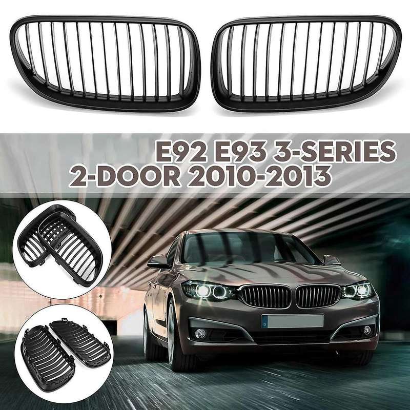 2PCS Car Front Hood Kidney Grille Bumper Matte Black Grill for - E92 E93 3 Series 2-Door 2010-2013 C