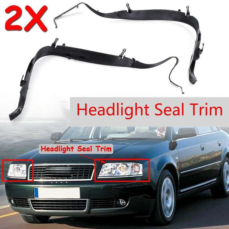 2Pcs Car Front Headlight Seal Cover Trim for  A6 C5 2002-2005 Facelift 4B0941191A 4B0941192A