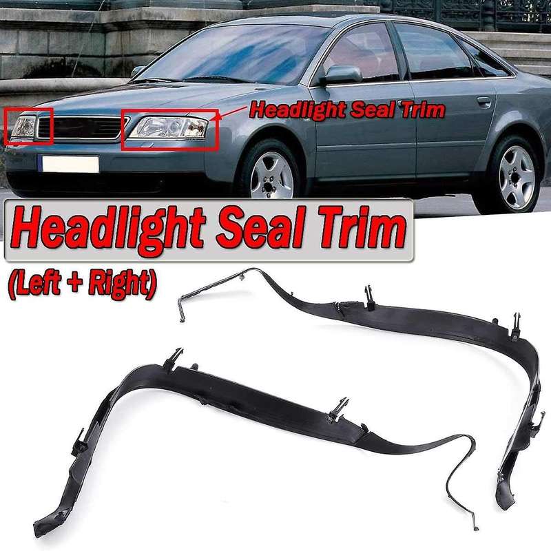 2Pcs Car Front Headlight Seal Cover Trim for  A6 C5 2002-2005 Facelift 4B0941191A 4B0941192A
