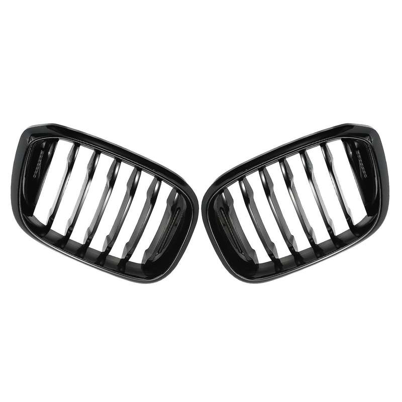 2Pcs Car Front Hood Kidney Grille Grill Mesh Glossy Black Racing Grills for X3 G01 X4 G02 2018 2019