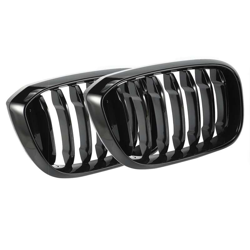 2Pcs Car Front Hood Kidney Grille Grill Mesh Glossy Black Racing Grills for X3 G01 X4 G02 2018 2019