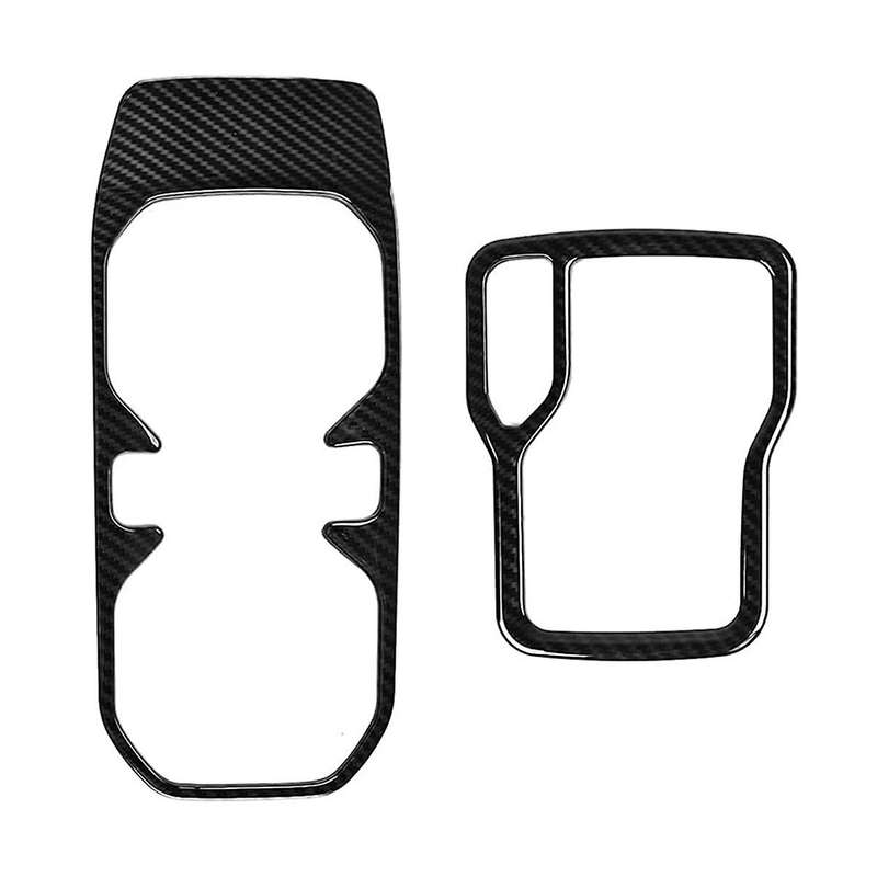 2Pcs Car Gear Shift Frame & Front Water Cup Holder Cover for Wrangler JL 2018-2021 Gearshift Trim Co