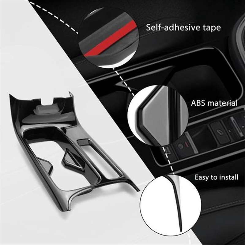 2pcs Car Gloss Black Center Console Water Cup Holder Decoration Cover Trim Stickers for -V Vezel 202