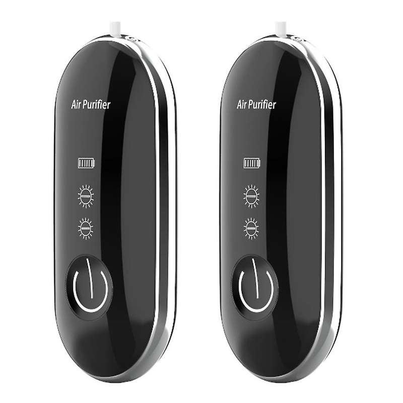 2PCS Car Hanging Neck Air Purifier Stylish Personal Wearable Portable Negative Ion Air Purifier,Blac