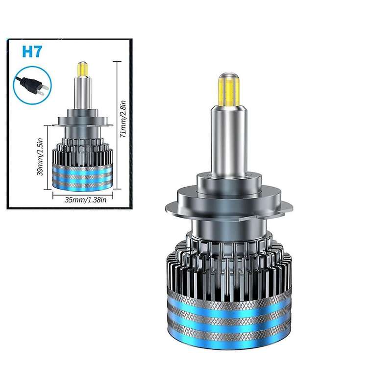 2Pcs Car Headlight Bulbs G20 H7 LED Canbus 18CSP 6 Sides 360 Degree Fog Light Bulbs 18000LM 6000K A
