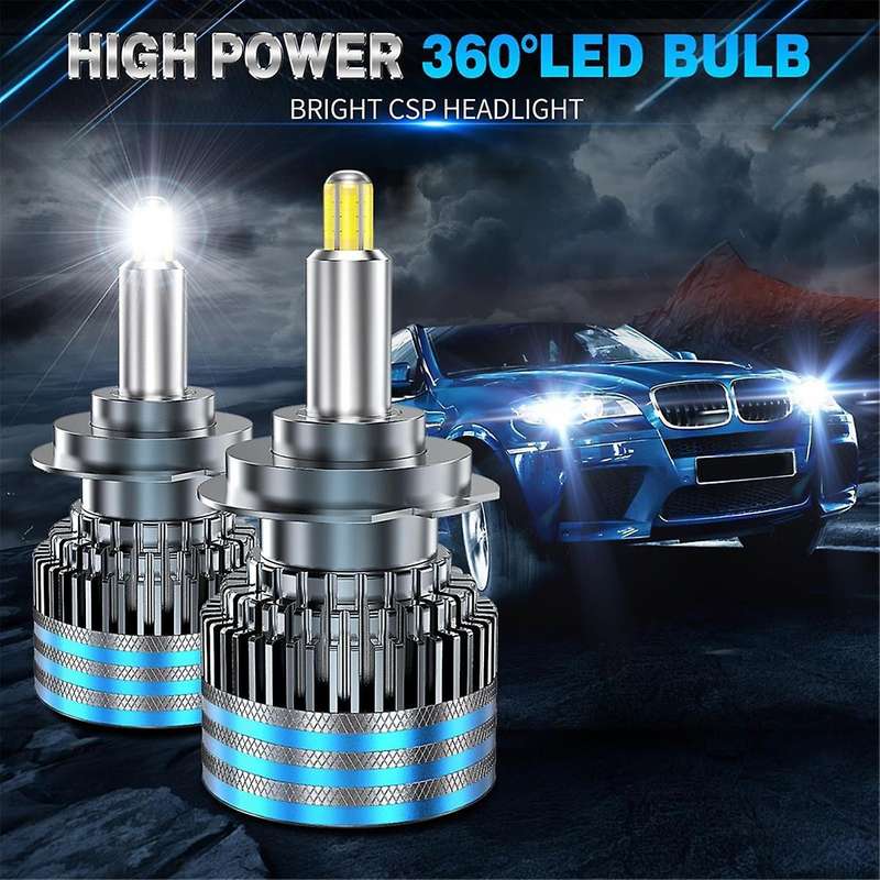 2Pcs Car Headlight Bulbs G20 H7 LED Canbus 18CSP 6 Sides 360 Degree Fog Light Bulbs 18000LM 6000K A