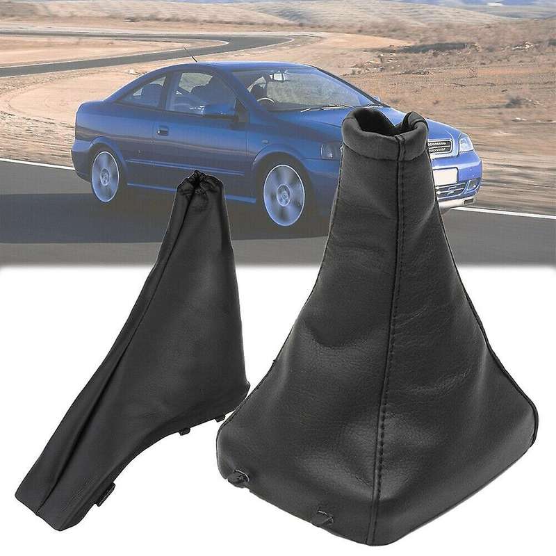 2Pcs Car Handbrake Shift Boot Gaiter Gaitor Pu Leather Black for Opel G Zafira a 1998-2004