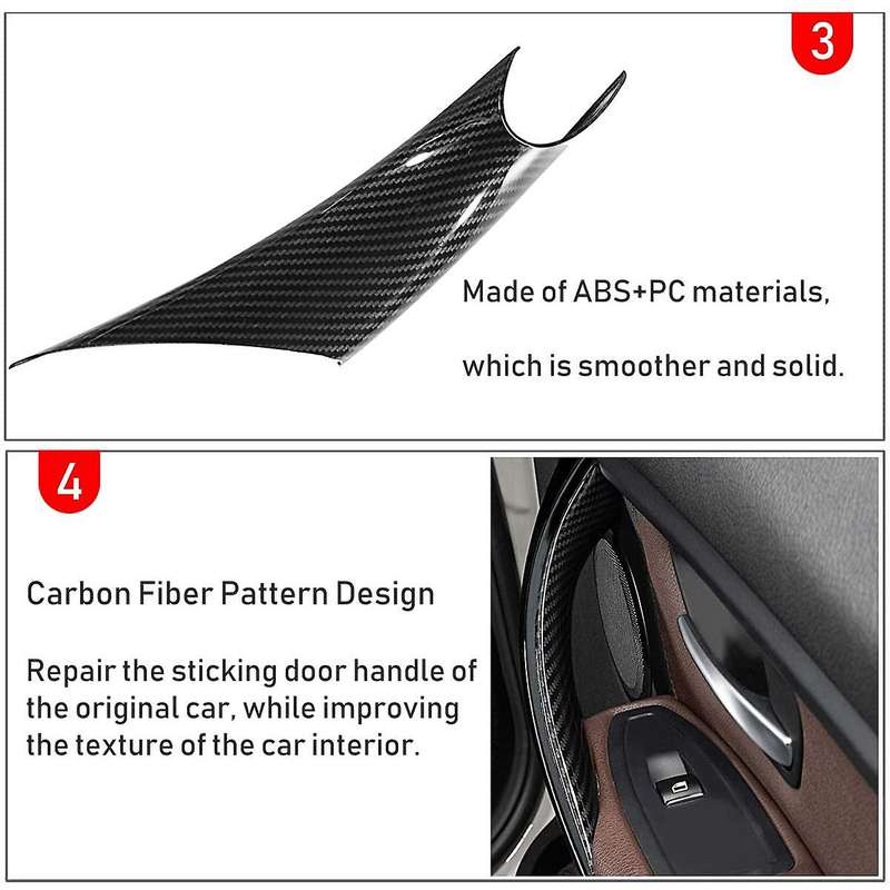 2PCS Car Inner Door Pull Handle Protective Cover for 3 4 Series GT F30 F35 F32 F36 Accessories Carbo