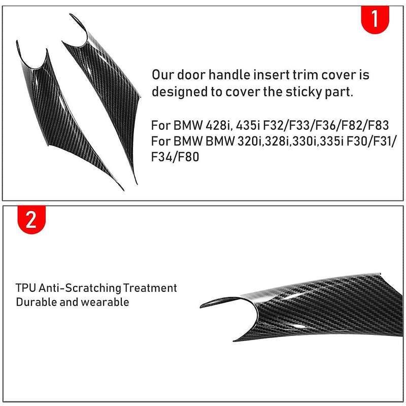 2PCS Car Inner Door Pull Handle Protective Cover for 3 4 Series GT F30 F35 F32 F36 Accessories Carbo