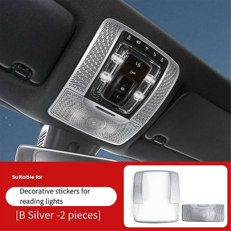 2Pcs Car Interior Reading Light & Glasses Case Trim Frame Sticker for CLA EQA GLA GLS 2019-2024