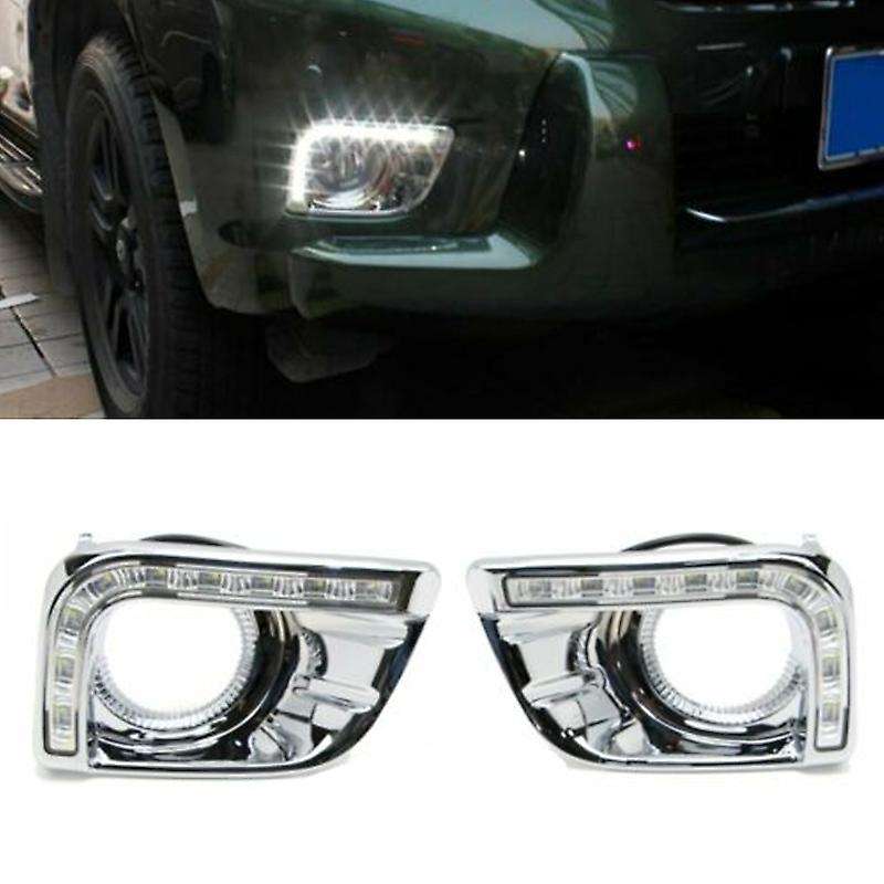 2Pcs Car LED DRL Daytime Running Light Chrome Fog Lamp for Prado J150 2010-2013