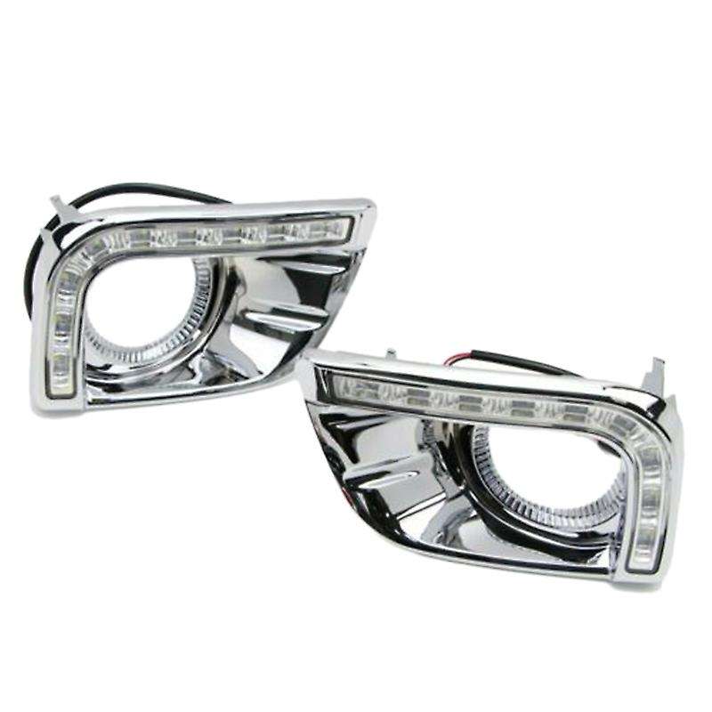 2Pcs Car LED DRL Daytime Running Light Chrome Fog Lamp for Prado J150 2010-2013