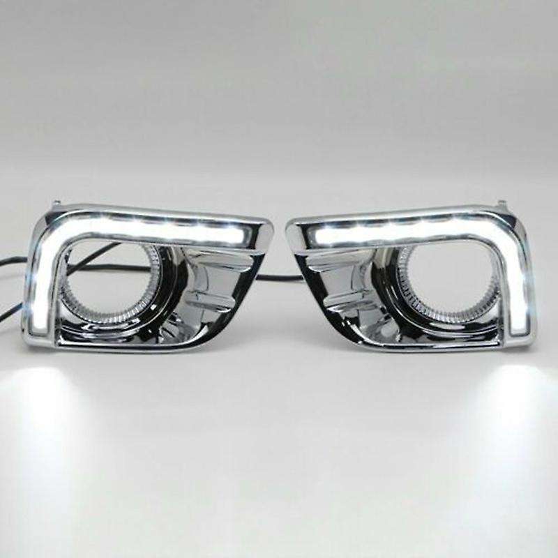 2Pcs Car LED DRL Daytime Running Light Chrome Fog Lamp for Prado J150 2010-2013