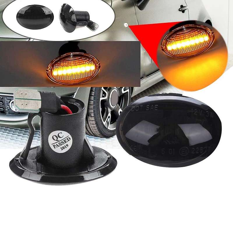 2Pcs Car LED Side Marker Lights Turn Signal Light Side Repeater Lamp Amber for