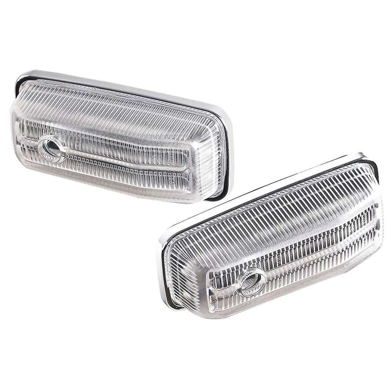2Pcs Car LED Side Marker Light Assembly Turn Signal Lamps for W463 G-Class 1986-2002 (Clear Lens)